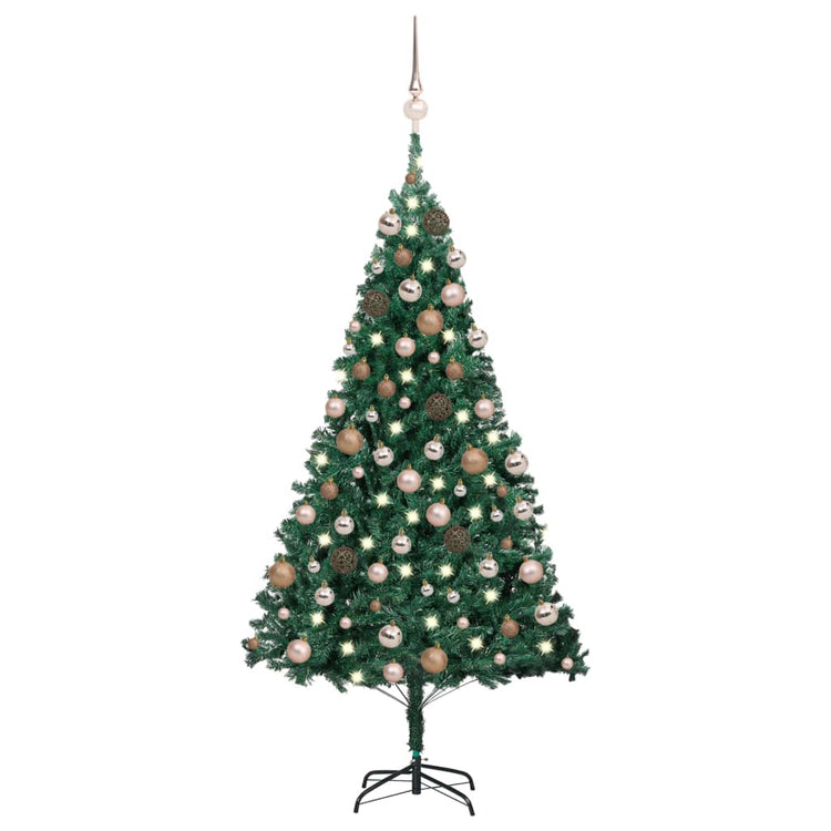 Vidaxl kunstkerstboom avec éclairage et balles de Noël 180 cm en PVC vert