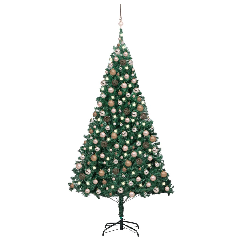 Vidaxl kunstkerstboom avec éclairage et balles de Noël 210 cm en PVC vert