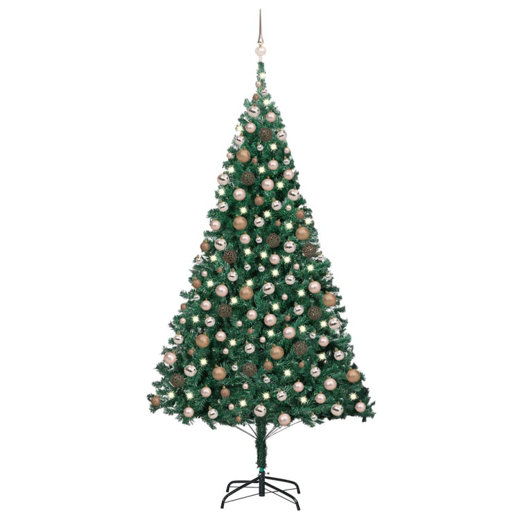 Vidaxl kunstkerstboom avec éclairage et balles de Noël 210 cm en PVC vert