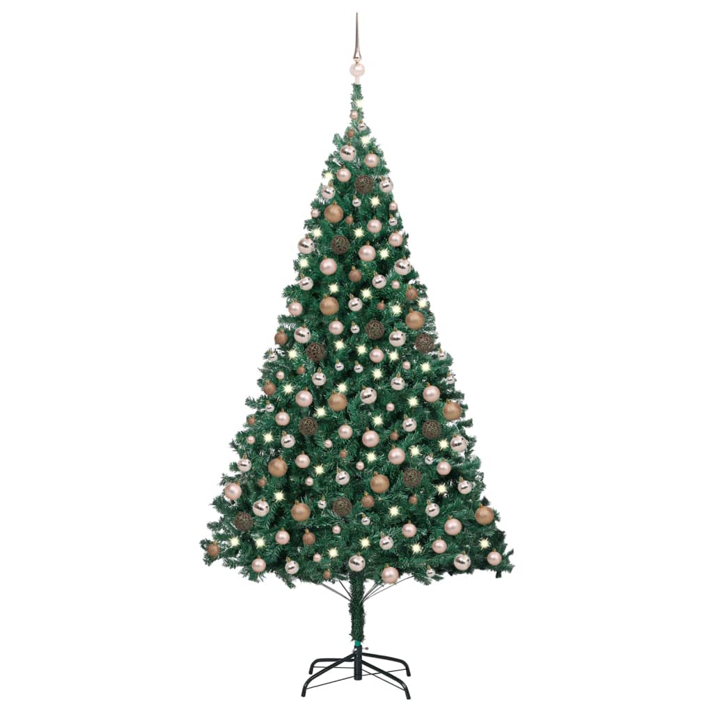 Vidaxl kunstkerstboom avec éclairage et balles de Noël 240 cm verts