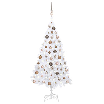 Vidaxl kunstkerstboom avec éclairage et balles de Noël 120 cm PVC blanc