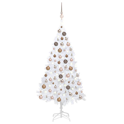 Vidaxl kunstkerstboom avec éclairage et balles de Noël 120 cm PVC blanc