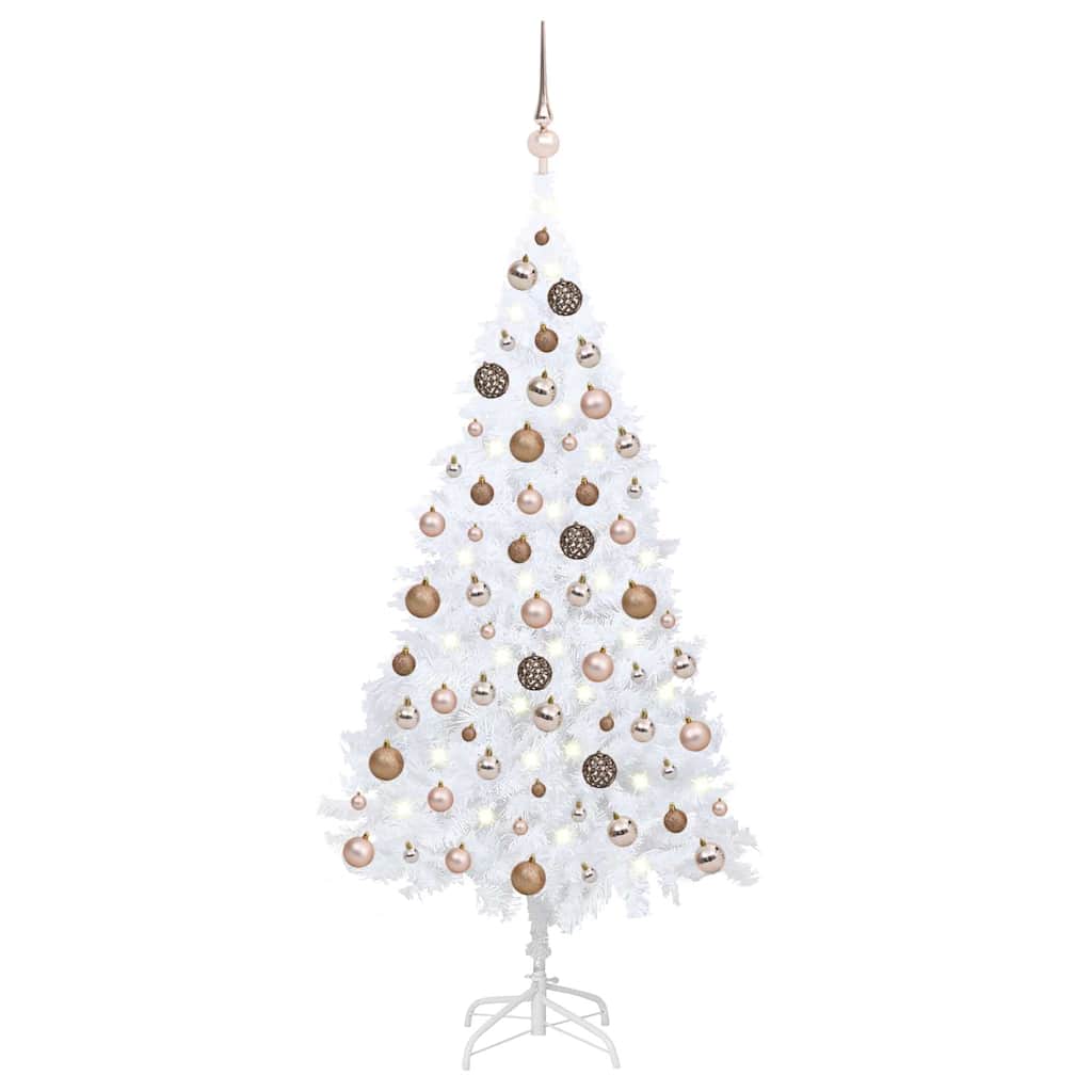 Vidaxl kunstkerstboom avec éclairage et balles de Noël 150 cm PVC blanc