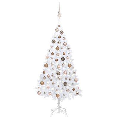 Vidaxl kunstkerstboom avec éclairage et balles de Noël 150 cm PVC blanc