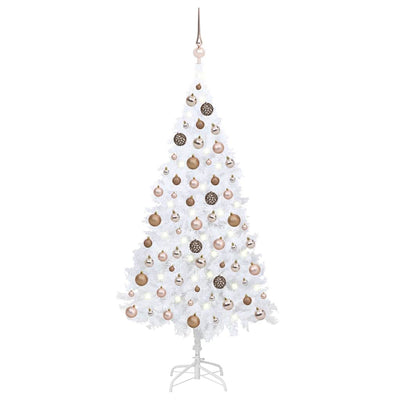 Vidaxl kunstkerstboom avec éclairage et balles de Noël 150 cm PVC blanc