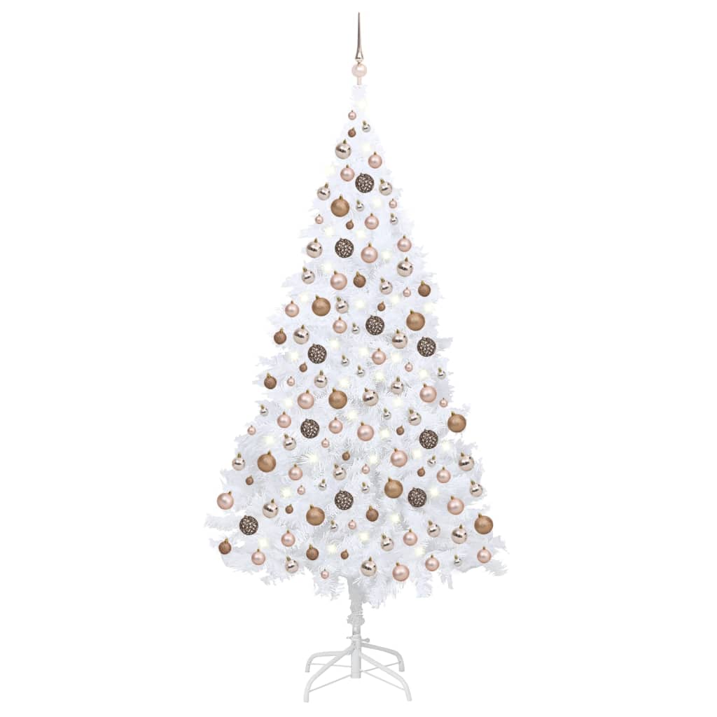 Vidaxl kunstkerstboom avec éclairage et balles de Noël 240 cm blancs
