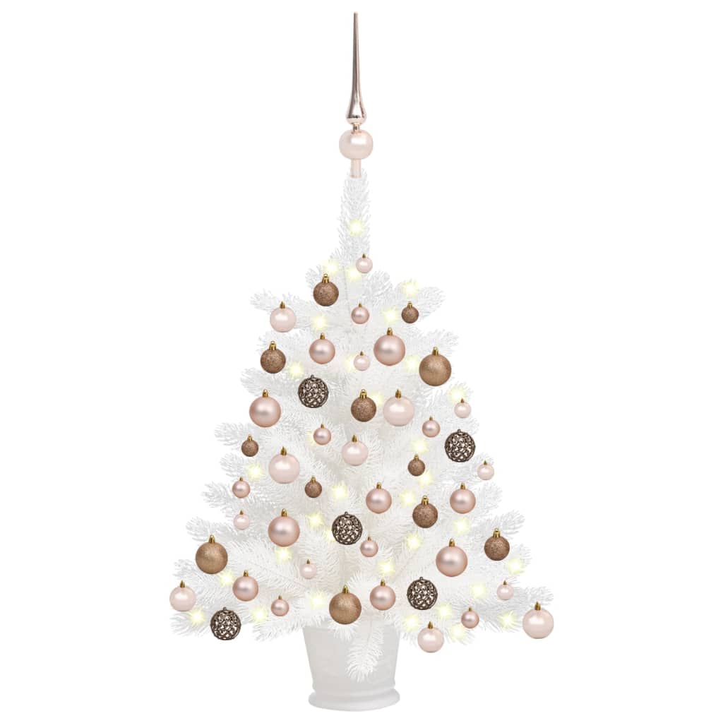 Vidaxl kunstkerstboom avec éclairage et balles de Noël 65 cm blancs