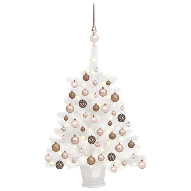 Vidaxl kunstkerstboom avec éclairage et balles de Noël 65 cm blancs