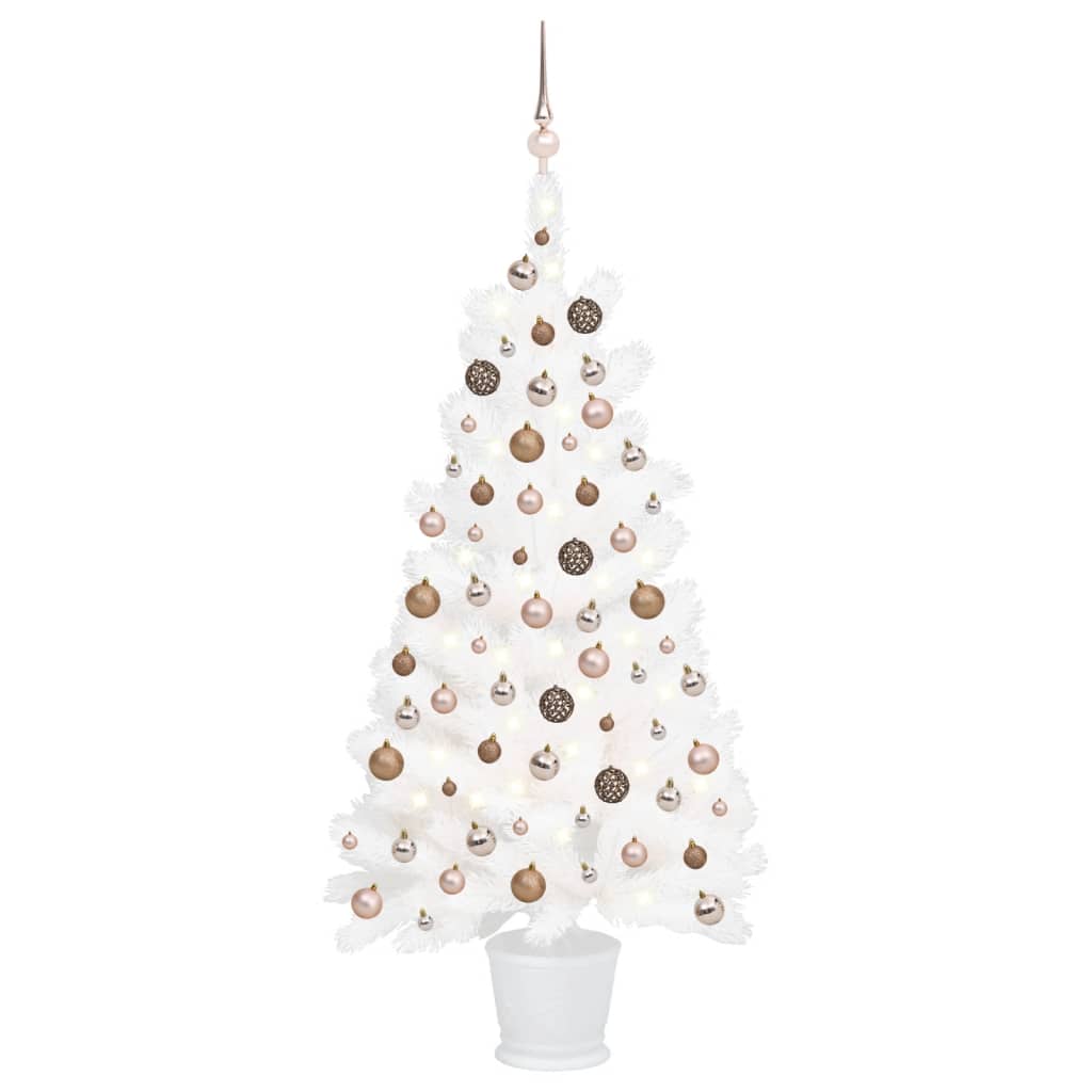 Vidaxl kunstkerstboom avec éclairage et balles de Noël 90 cm blancs