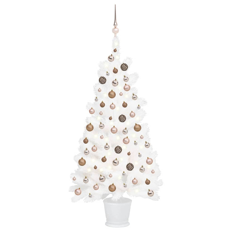 Vidaxl kunstkerstboom avec éclairage et balles de Noël 90 cm blancs