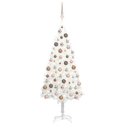 Vidaxl kunstkerstboom avec éclairage et balles de Noël 150 cm PVC blanc