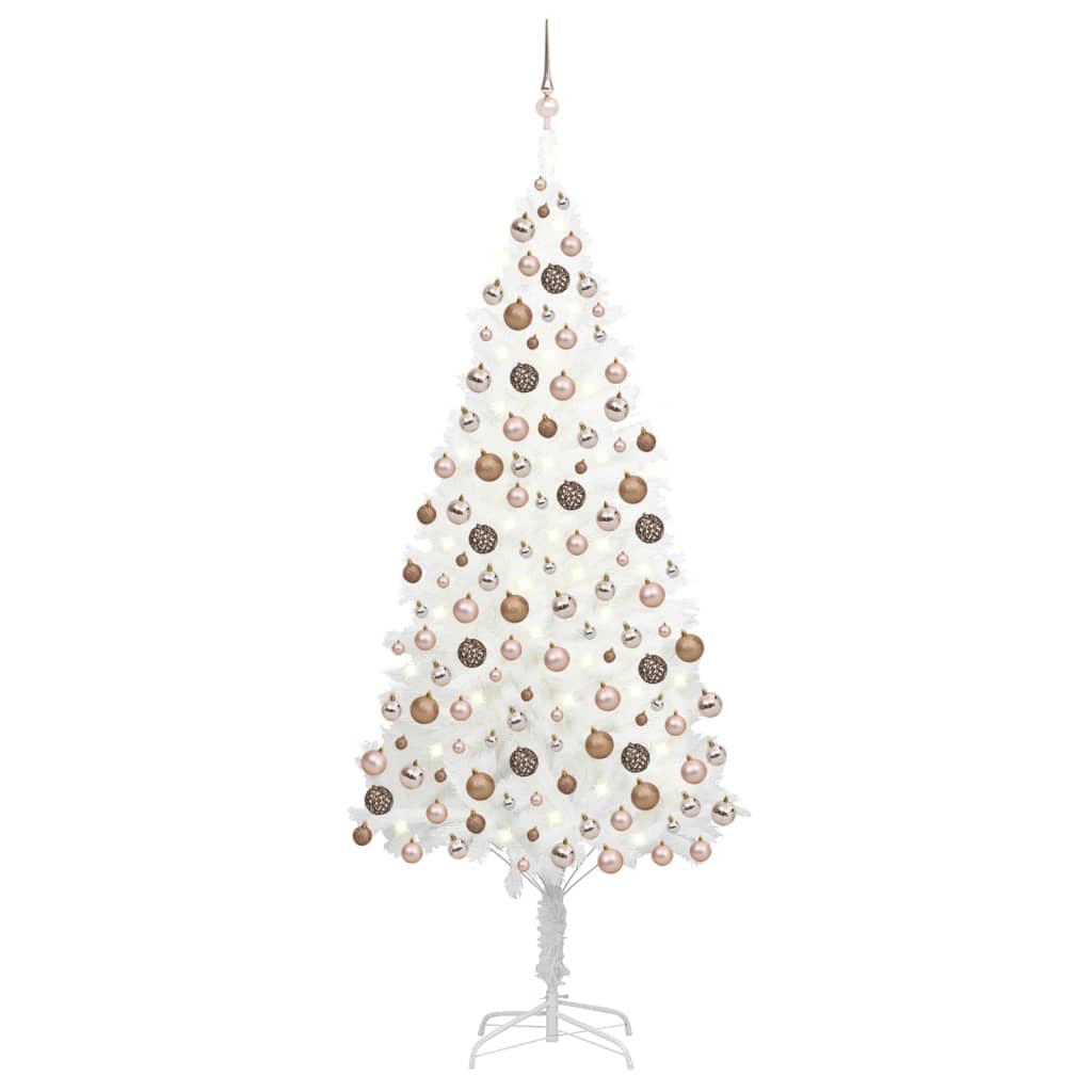 Vidaxl kunstkerstboom avec éclairage et balles de Noël 210 cm PVC blanc