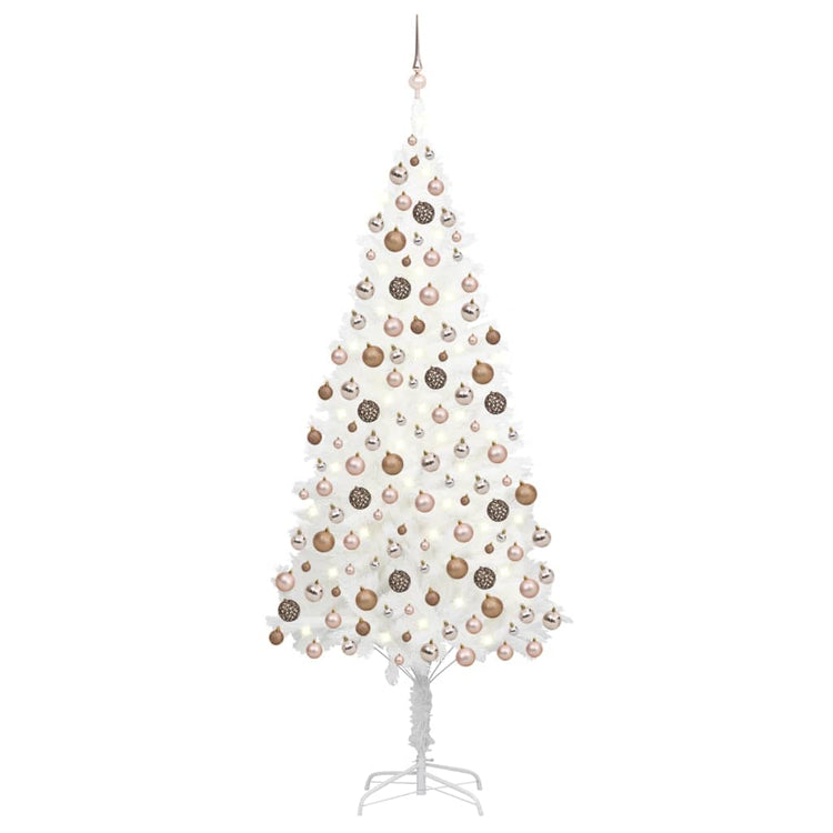 Vidaxl kunstkerstboom avec éclairage et balles de Noël 210 cm PVC blanc