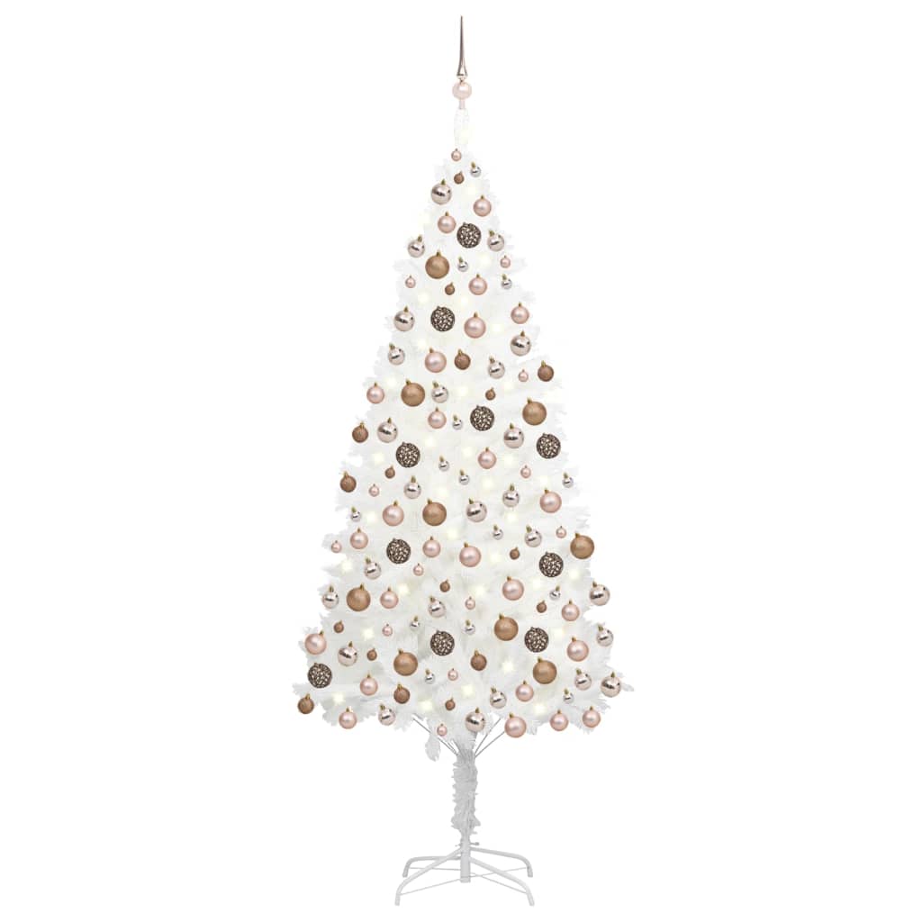 Vidaxl kunstkerstboom avec éclairage et balles de Noël 240 cm blancs