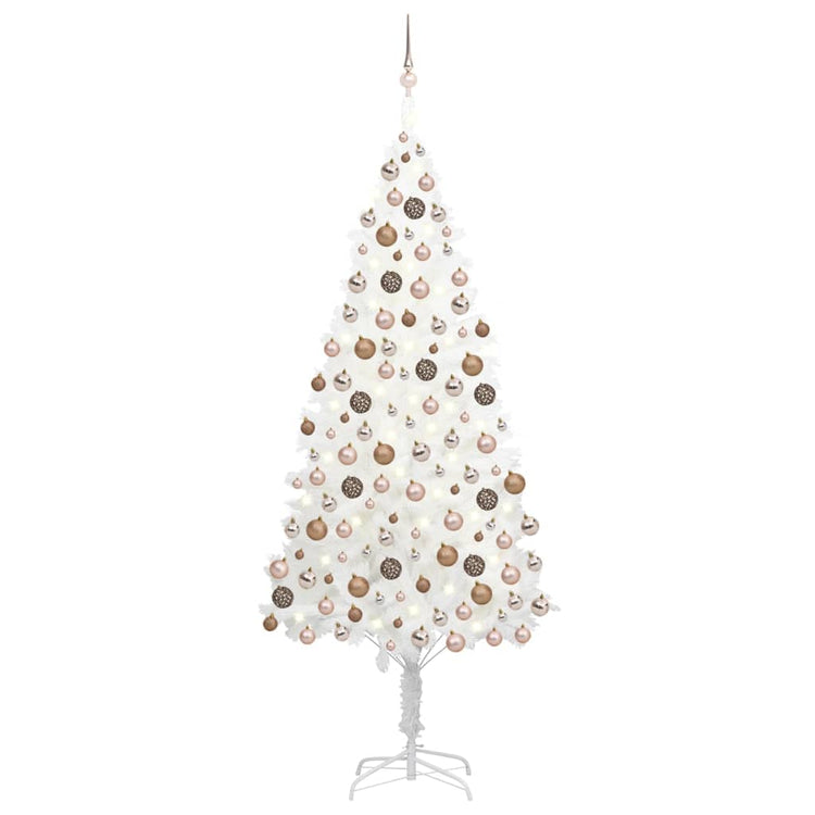 Vidaxl kunstkerstboom avec éclairage et balles de Noël 240 cm blancs