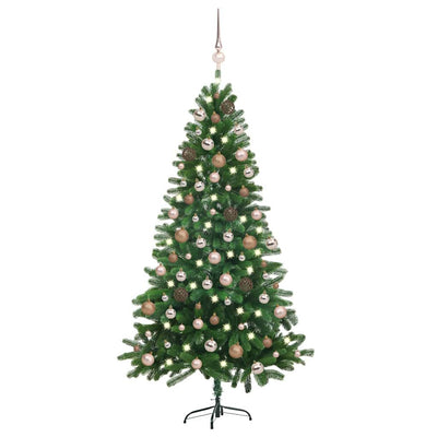 Vidaxl kunstkerstboom avec éclairage et balles de Noël 150 cm verts