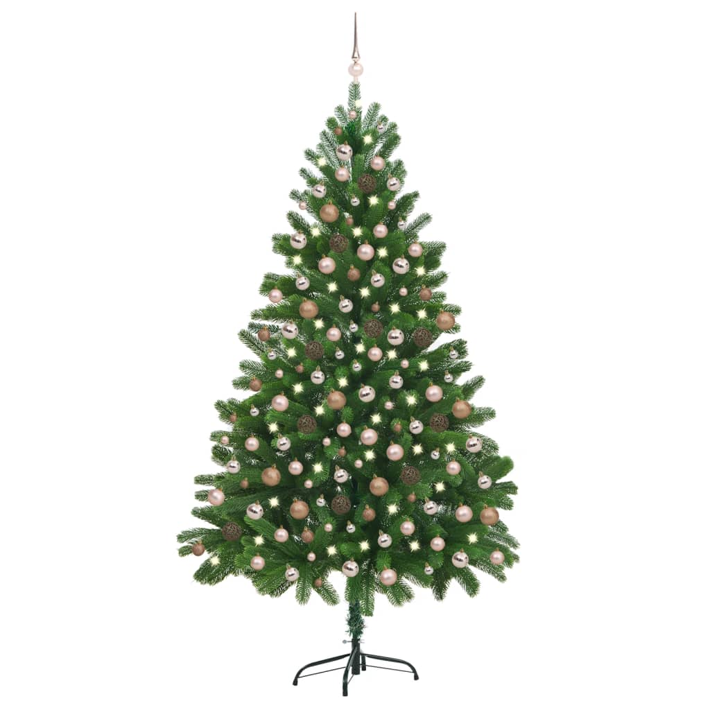 Vidaxl kunstkerstboom avec éclairage et balles de Noël 210 cm verts