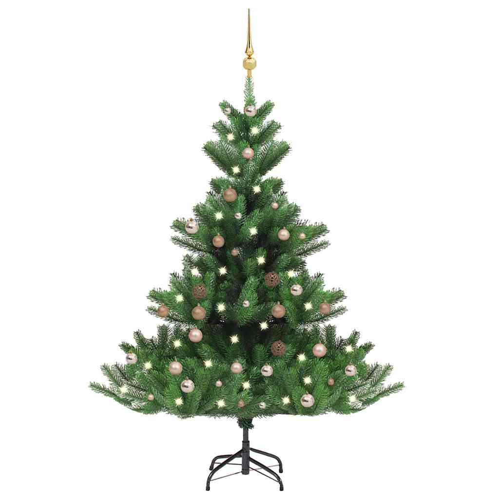 Vidaxl kunstkerstboom nordmann avec les LED et les balles de Noël 180 cm verts