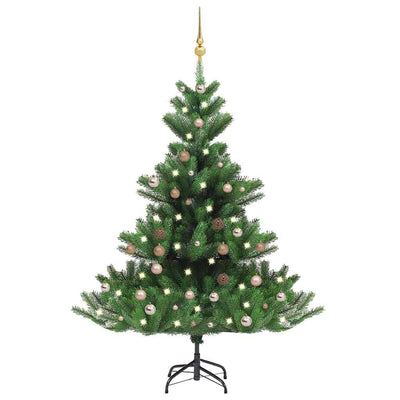 Vidaxl kunstkerstboom nordmann avec les LED et les balles de Noël 180 cm verts