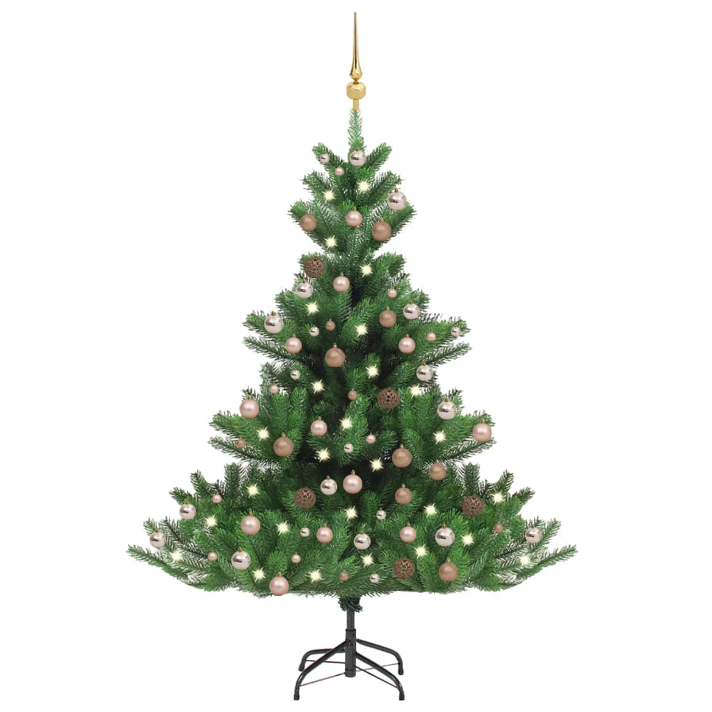 Vidaxl kunstkerstboom nordmann avec les LED et les balles de Noël 240 cm verts