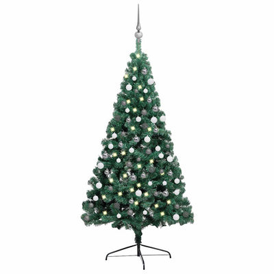 Vidaxl Kunstkerstboom avec l'éclairage et les balles de Noël à demi 120 cm vert