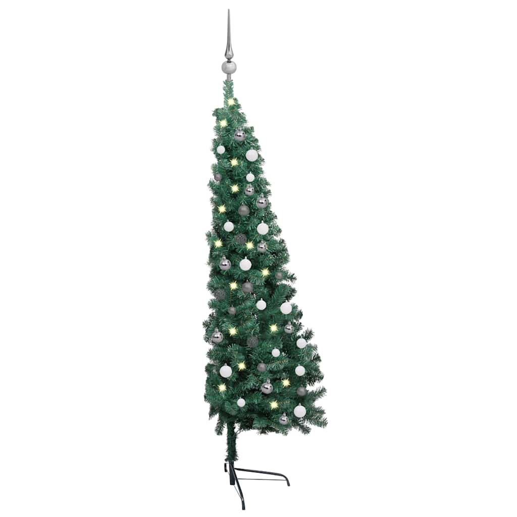 Vidaxl Kunstkerstboom avec l'éclairage et les balles de Noël demi-180 cm verts