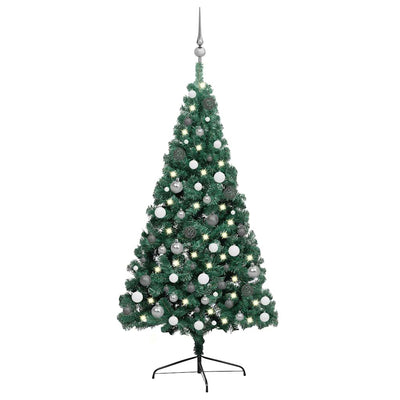 Vidaxl Kunstkerstboom avec l'éclairage et les balles de Noël demi-240 cm verts