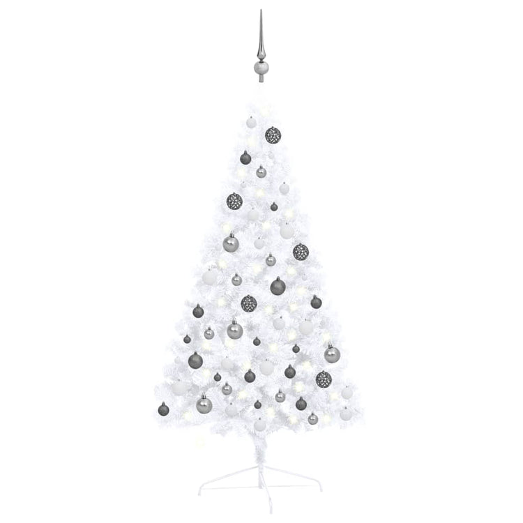 Vidaxl kunstkerstboom avec l'éclairage et les balles de Noël à demi 120 cm blanc