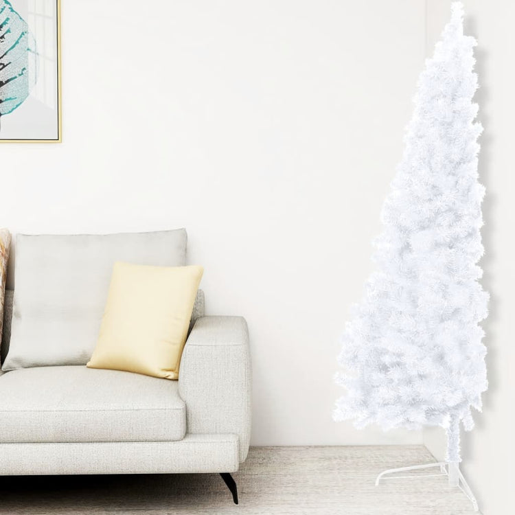 Vidaxl kunstkerstboom avec l'éclairage et les balles de Noël à demi 120 cm blanc