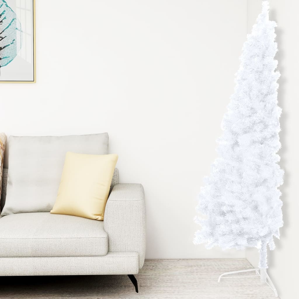Vidaxl kunstkerstboom avec l'éclairage et les balles de Noël demi-150 cm blancs