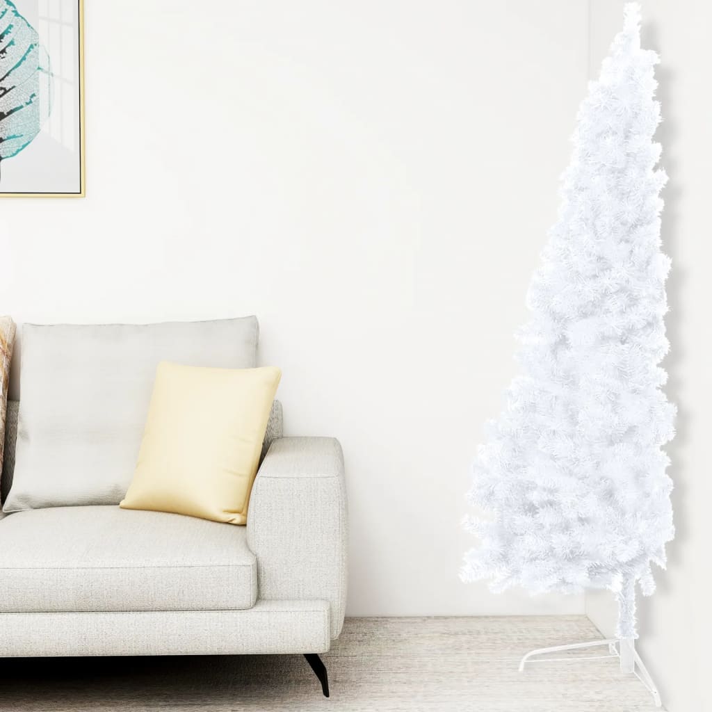 Vidaxl kunstkerstboom avec éclairage et balles de Noël demi-180 cm blancs