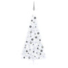 Vidaxl kunstkerstboom avec l'éclairage et les balles de Noël demi-210 cm blancs
