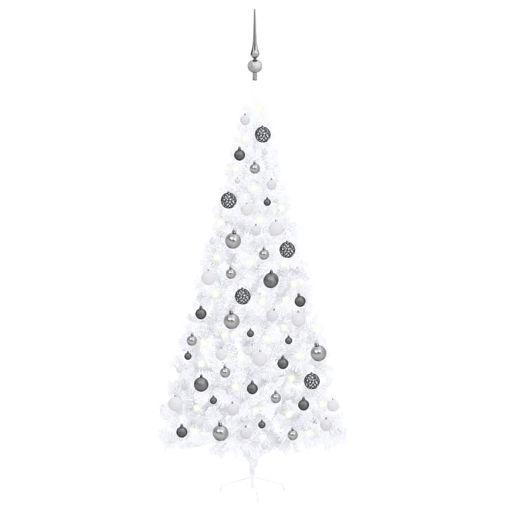 Vidaxl kunstkerstboom avec éclairage et balles de Noël demi-240 cm blancs