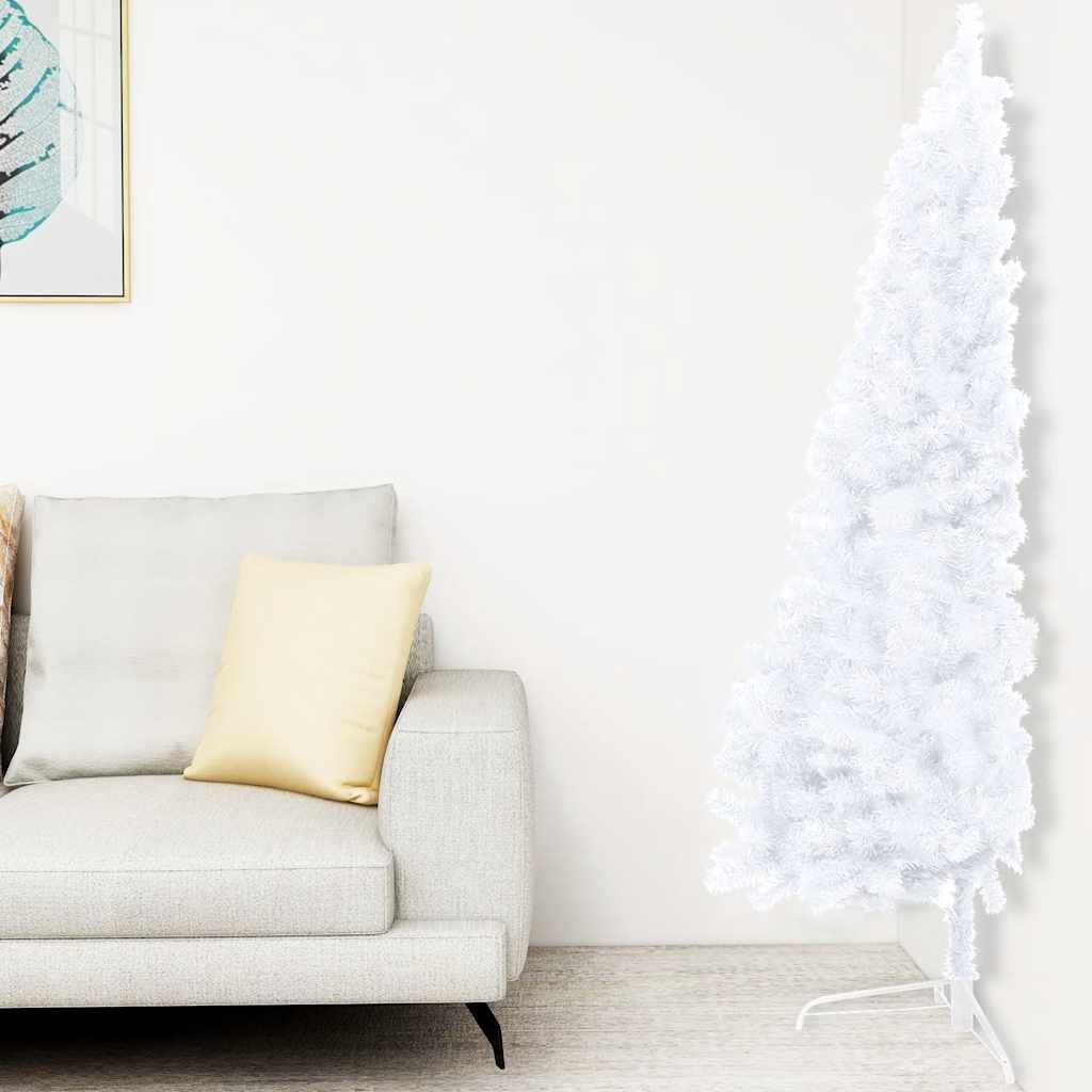 Vidaxl kunstkerstboom avec éclairage et balles de Noël demi-240 cm blancs