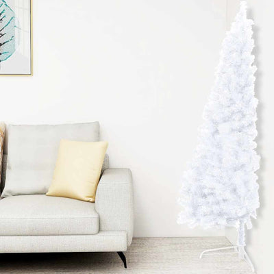 Vidaxl kunstkerstboom avec éclairage et balles de Noël demi-240 cm blancs