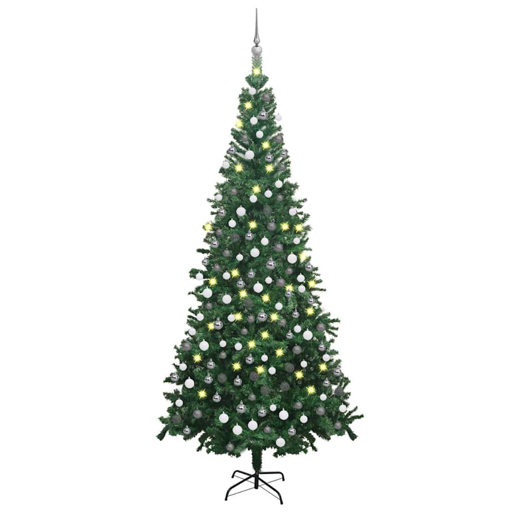 Vidaxl kunstkerstboom avec éclairage et balles de Noël l 240 cm vert