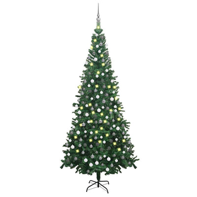 Vidaxl kunstkerstboom avec éclairage et balles de Noël l 240 cm vert
