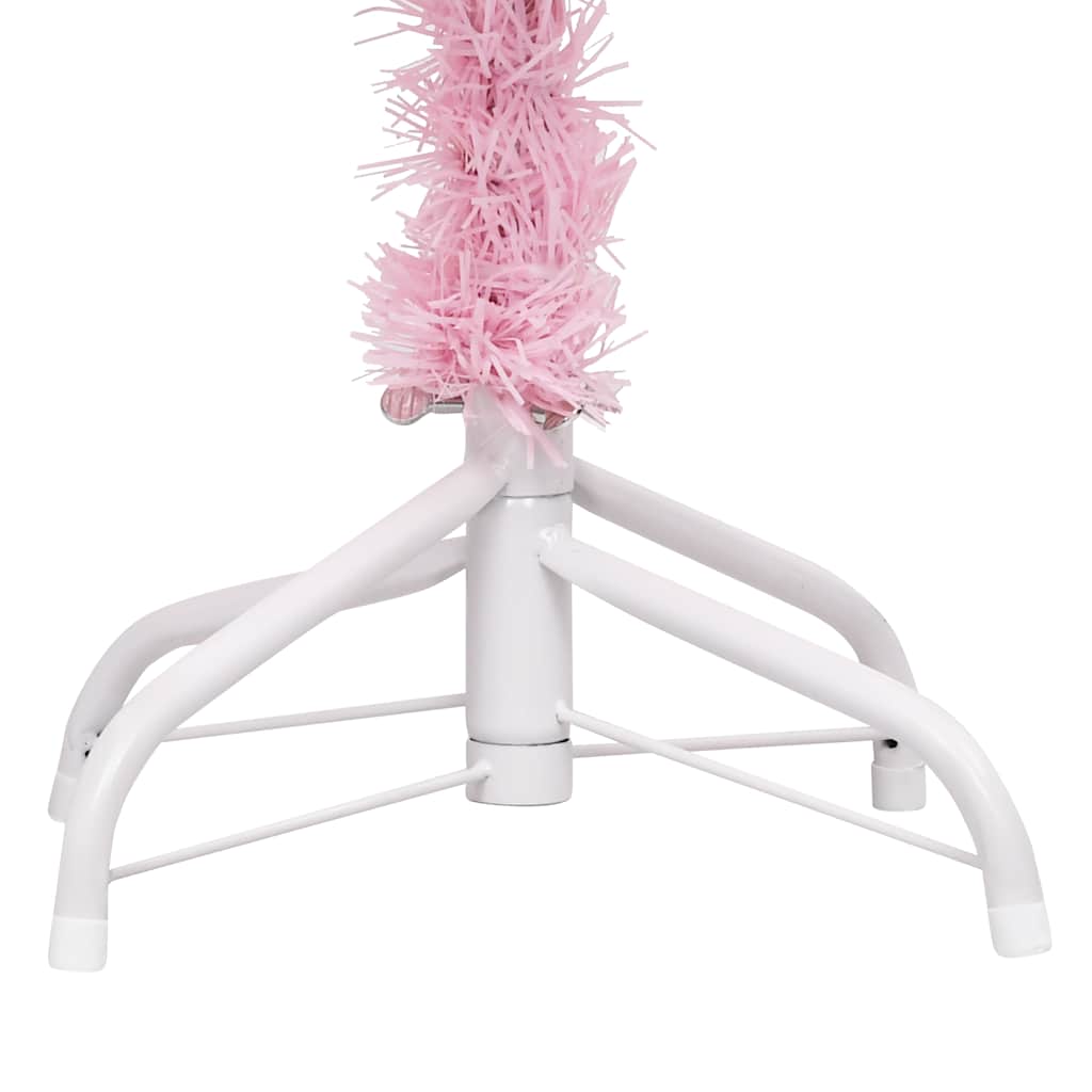 Vidaxl kunstkerstboom avec éclairage et balles de Noël 180 cm PVC rose