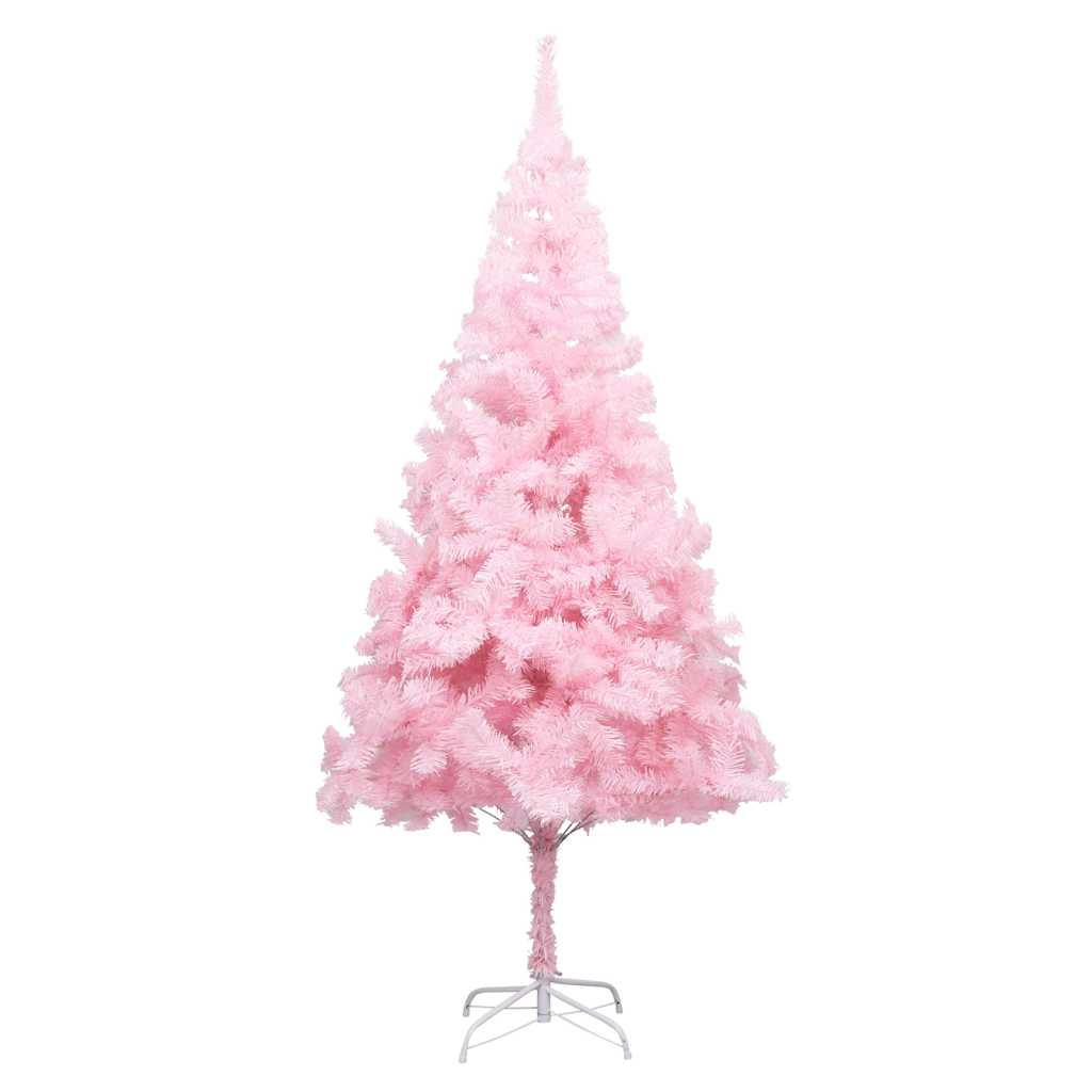 Vidaxl kunstkerstboom avec éclairage et balles de Noël 210 cm PVC rose