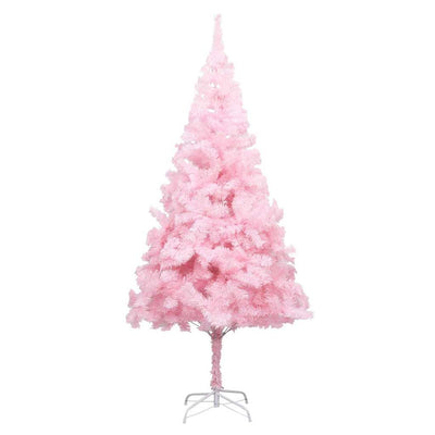 Vidaxl kunstkerstboom avec éclairage et balles de Noël 210 cm PVC rose