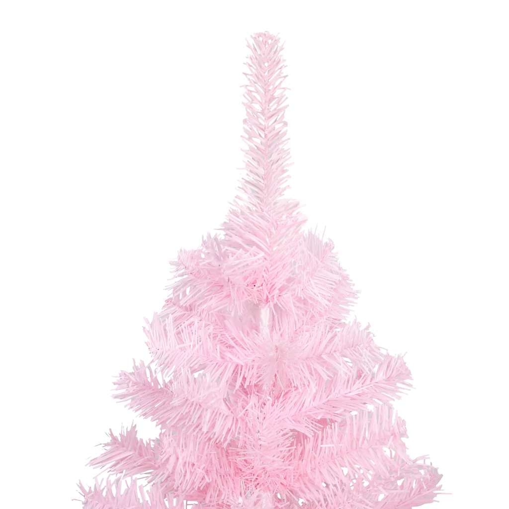 Vidaxl kunstkerstboom avec éclairage et balles de Noël 210 cm PVC rose