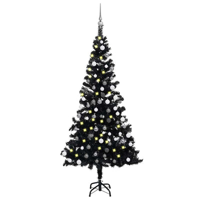 Vidaxl kunstkerstboom avec éclairage et balles de Noël 150 cm PVC noir