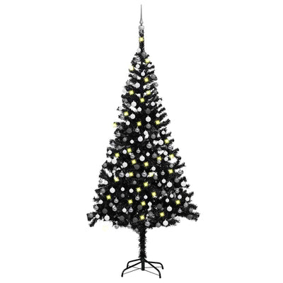 Vidaxl kunstkerstboom avec éclairage et balles de Noël 240 cm PVC noir