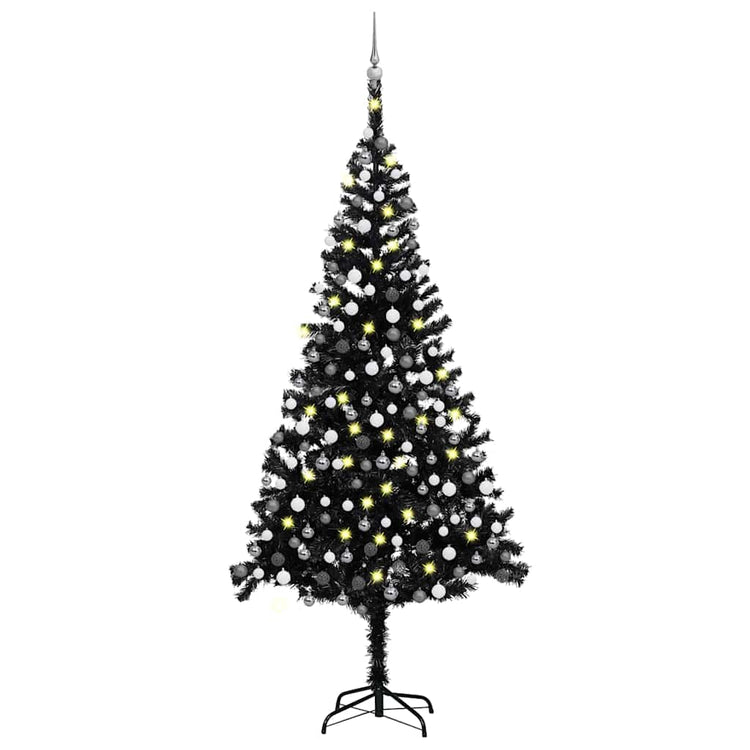 Vidaxl kunstkerstboom avec éclairage et balles de Noël 240 cm PVC noir