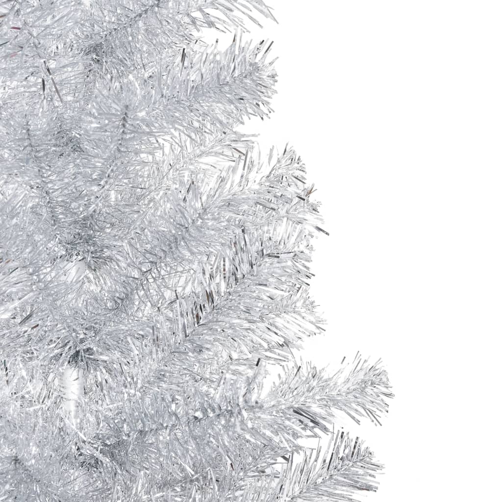 Vidaxl kunstkerstboom avec éclairage et balles de Noël 210 cm argent pour animaux de compagnie