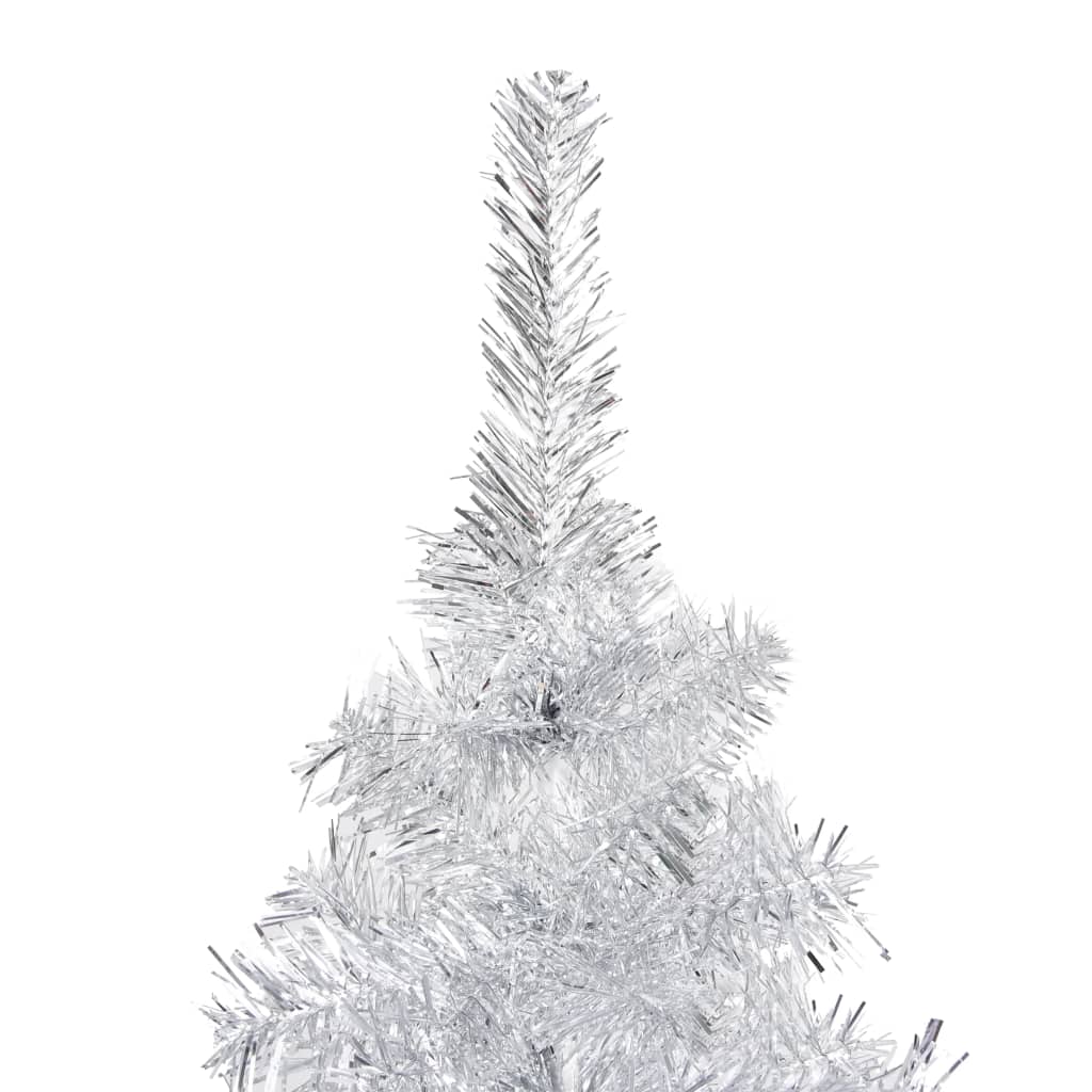 Vidaxl kunstkerstboom avec éclairage et balles de Noël 210 cm argent pour animaux de compagnie
