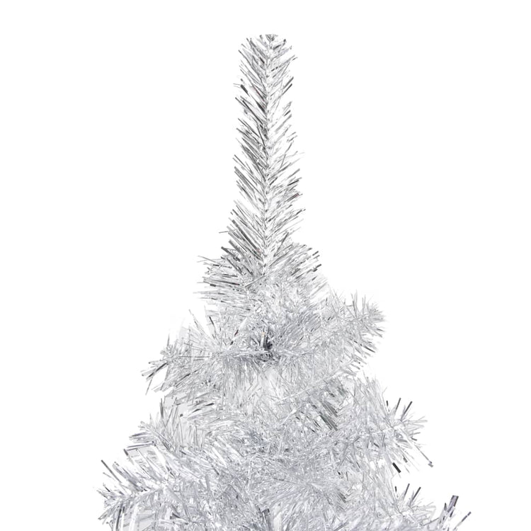Vidaxl kunstkerstboom avec éclairage et balles de Noël 210 cm argent pour animaux de compagnie