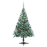 Vidaxl kunstkerstboom avec des boules d'éclairage cône de pin de neige 150 cm - afbeelding 1