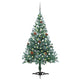 Vidaxl kunstkerstboom avec des boules d'éclairage cône de pin de neige 150 cm