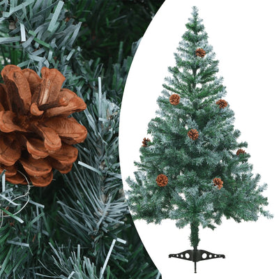 Vidaxl kunstkerstboom avec des boules d'éclairage cône de pin de neige 150 cm
